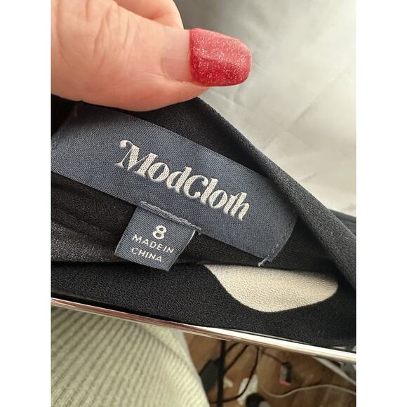 Modcloth‎ It's A Wrap Ruffled A-Line Mini Skirt Women M Black White Polka Dots - Picture 5 of 8